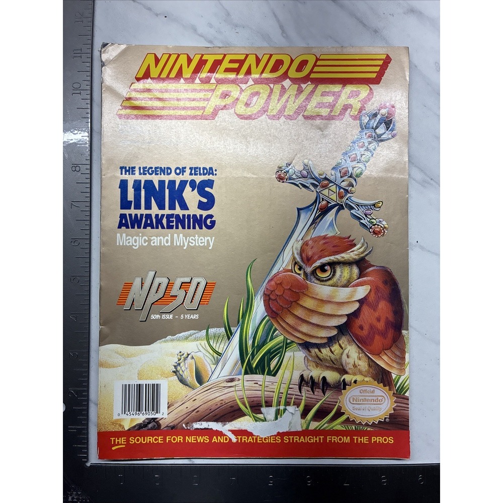 Nintendo Power Vol 50 Link's Awakening Magazine w/ Poster, Tattoos & Cards 1993